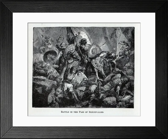 Framed Print : The Battle of Roncevaux Pass, 1882. Artist: Anonymous Framed Print : The Battle of Roncevaux Pass, 1882. Artist: Anonymous