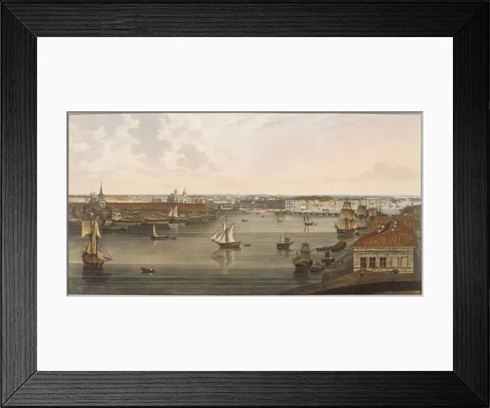 Framed Print : View to the Admiralty, old St Isaacs Cathedral, English embankment and Academy of Sciences from Vas Artist: Atkinson, John Augustus (1775-1831) Framed Print : View to the Admiralty, old St Isaacs Cathedral, English embankment and Academy of Sciences from Vas Artist: Atkinson, John Augustus (1775-1831)