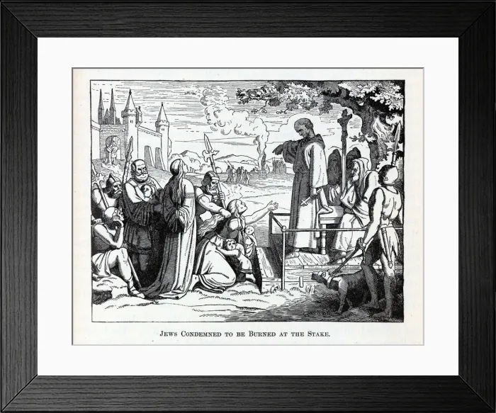 Framed Print : Jews Condemned to be Burned at the Stake, 1882. Artist: Anonymous Framed Print : Jews Condemned to be Burned at the Stake, 1882. Artist: Anonymous
