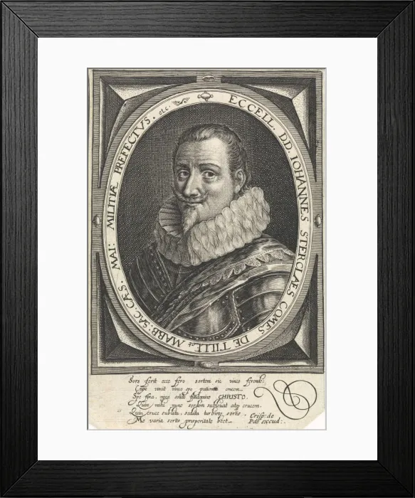 Framed Print : Portrait of Johann Tserclaes, Count of Tilly. Artist: Passe, Crispijn van de, the Elder (1564-1637) Framed Print : Portrait of Johann Tserclaes, Count of Tilly. Artist: Passe, Crispijn van de, the Elder (1564-1637)
