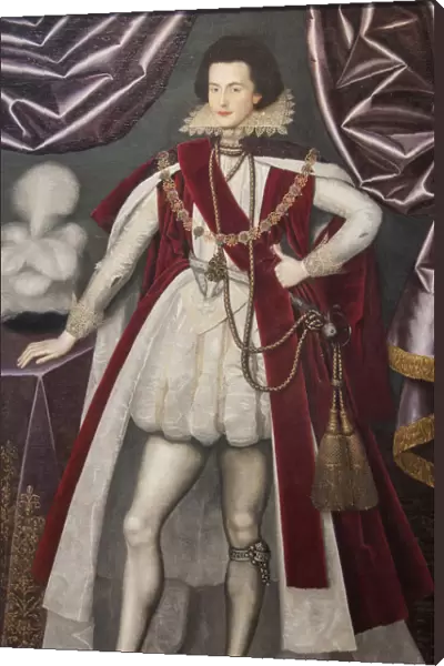 George Villiers, 1st Duke of Buckingham (1592-1628), ca 1616. Artist: Larkin, William (1580s-1619)