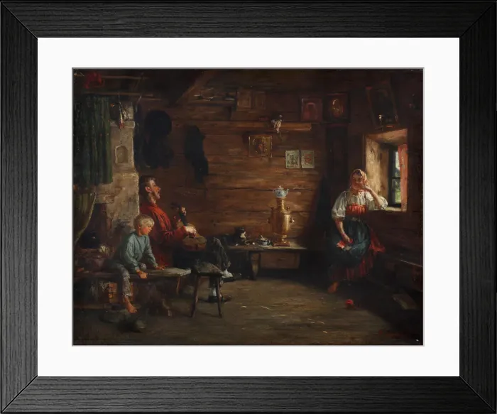 Framed Print : Family Idyll. Artist: Lemoch, Kirill Vikentievich (1841-1910) Framed Print : Family Idyll. Artist: Lemoch, Kirill Vikentievich (1841-1910)