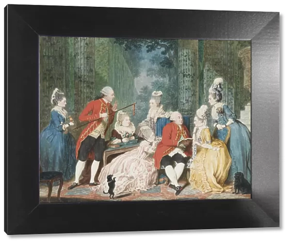 Society in the Palais Royal, ca 1775. Artist: Carmontelle, Louis (1717-1806)