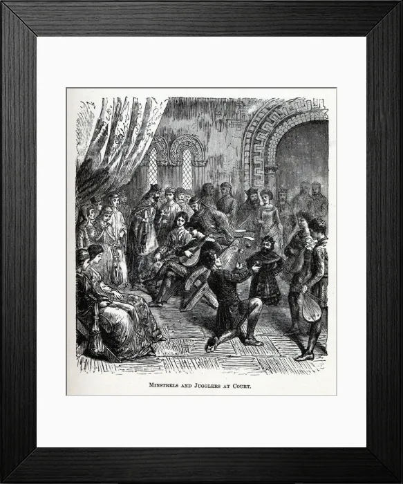 Framed Print : Minstrels and Jugglers at Court, 1882. Artist: Anonymous Framed Print : Minstrels and Jugglers at Court, 1882. Artist: Anonymous