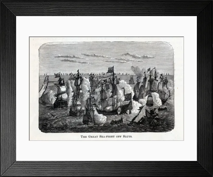 Framed Print : The Great Sea-Fight Off Sluys, 1882. Artist: Anonymous Framed Print : The Great Sea-Fight Off Sluys, 1882. Artist: Anonymous