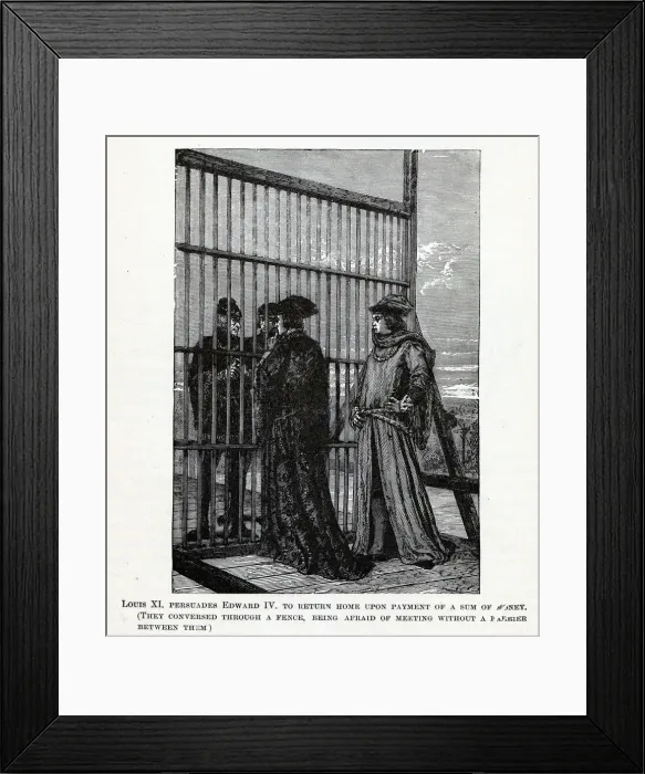 Framed Print : Louis XI persuades Edward IV to return home of a sum of money, 1882. Artist: Anonymous Framed Print : Louis XI persuades Edward IV to return home of a sum of money, 1882. Artist: Anonymous