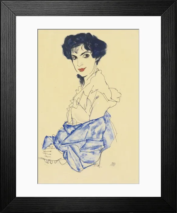 Framed Print : Portrait of Elisabeth Lederer, Seated with Hands Folded, 1913. Artist: Schiele, Egon (1890-1918) Framed Print : Portrait of Elisabeth Lederer, Seated with Hands Folded, 1913. Artist: Schiele, Egon (1890-1918)