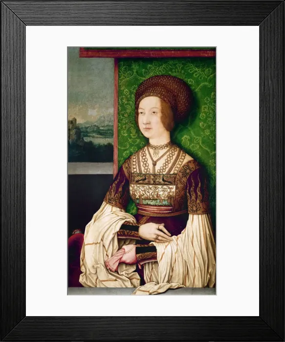 Framed Print : Portrait of Bianca Maria Sforza (1472-1510), the second wife of Maximilian I, Holy Roman Emperor, ca Artist: Strigel, Bernhard (ca 1460-1528) Framed Print : Portrait of Bianca Maria Sforza (1472-1510), the second wife of Maximilian I, Holy Roman Emperor, ca Artist: Strigel, Bernhard (ca 1460-1528)