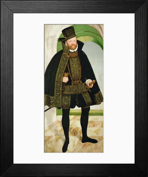 Framed Print : Portrait of Augustus, Elector of Saxony (1526-1586), c. 1570. Artist: Cranach, Lucas, the Younger (1515-1586) Framed Print : Portrait of Augustus, Elector of Saxony (1526-1586), c. 1570. Artist: Cranach, Lucas, the Younger (1515-1586)