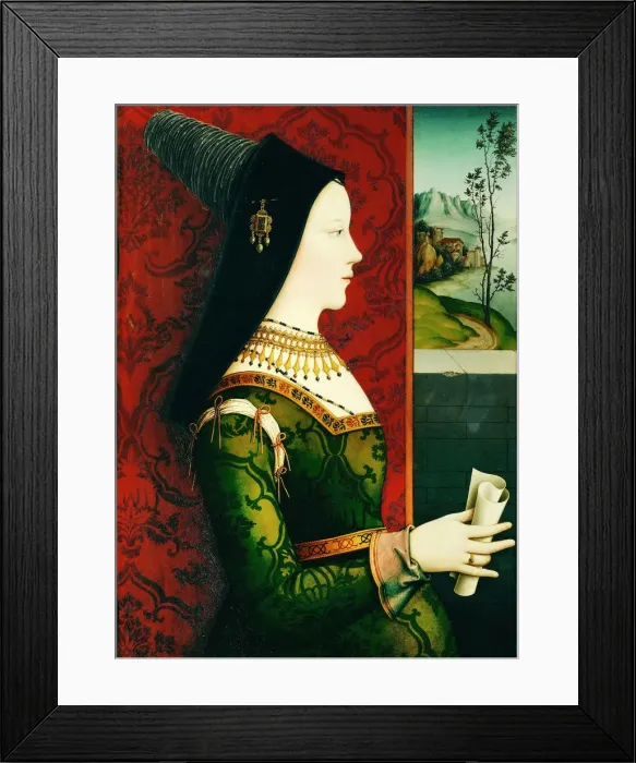 Framed Print : Portrait of Duchess Mary of Burgundy (1457-1482), c. 1500. Artist: Reiser, Niklas (active 1498-1512) Framed Print : Portrait of Duchess Mary of Burgundy (1457-1482), c. 1500. Artist: Reiser, Niklas (active 1498-1512)