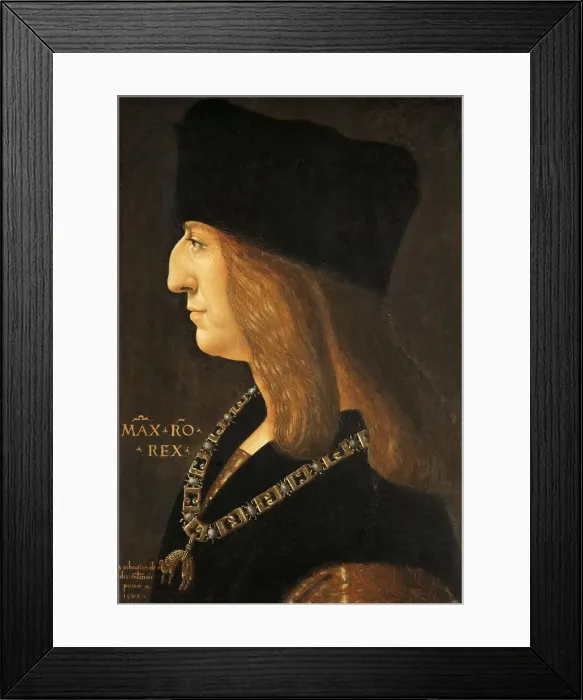 Framed Print : Portrait of Emperor Maximilian I (1459-1519). Artist: De Predis, Giovanni Ambrogio (1455-1509) Framed Print : Portrait of Emperor Maximilian I (1459-1519). Artist: De Predis, Giovanni Ambrogio (1455-1509)