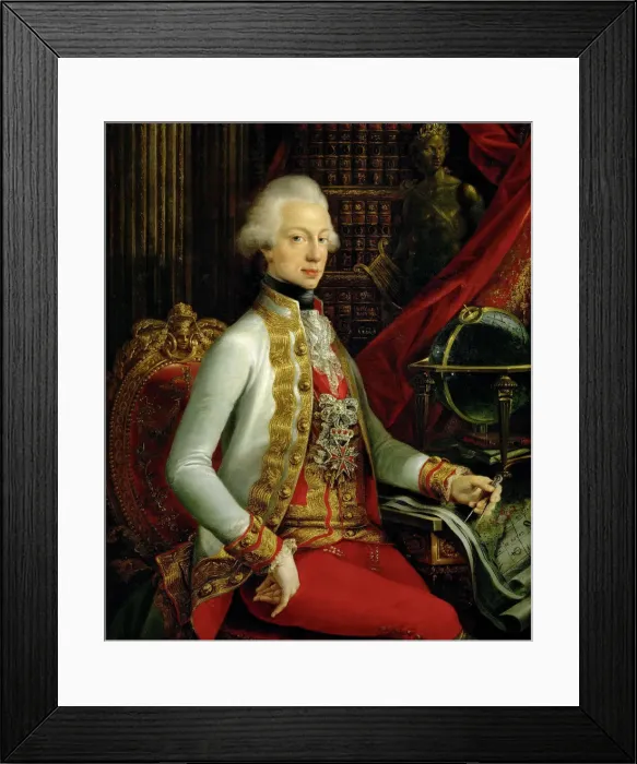Framed Print : Grandduke Ferdinand III of Tuscany (1769-1824) sitting in his library, 1797. Artist: Dorffmeister, Joseph (1764-before 1814) Framed Print : Grandduke Ferdinand III of Tuscany (1769-1824) sitting in his library, 1797. Artist: Dorffmeister, Joseph (1764-before 1814)