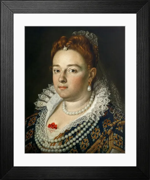 Framed Print : Portrait of Bianca Cappello (1548-1587), Grand Duchess of Tuscany, 1585-1586. Artist: Pulzone, Scipione (1550-1598) Framed Print : Portrait of Bianca Cappello (1548-1587), Grand Duchess of Tuscany, 1585-1586. Artist: Pulzone, Scipione (1550-1598)