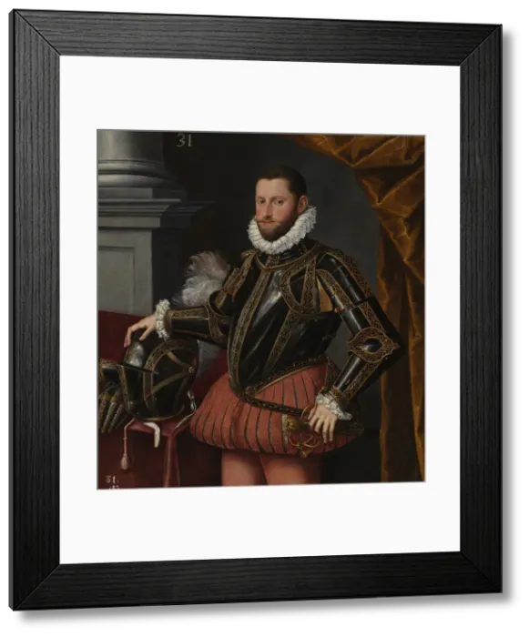 Framed Print : Portrait of Archduke Ernest of Austria (1553-1595), c. 1580. Artist: Sanchez Coello, Alonso, School of Framed Print : Portrait of Archduke Ernest of Austria (1553-1595), c. 1580. Artist: Sanchez Coello, Alonso, School of