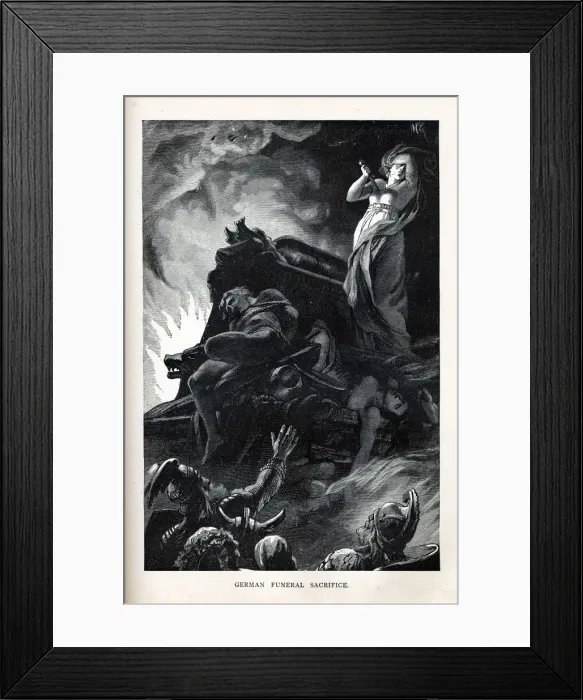Framed Print : German Funeral Sacrifice, 1882. Artist: Anonymous Framed Print : German Funeral Sacrifice, 1882. Artist: Anonymous
