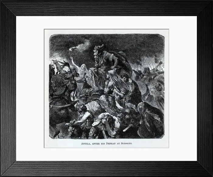 Framed Print : Attila after his Defeat at Soissons, 1882. Artist: Vogel, Hermann (1854-1921) Framed Print : Attila after his Defeat at Soissons, 1882. Artist: Vogel, Hermann (1854-1921)
