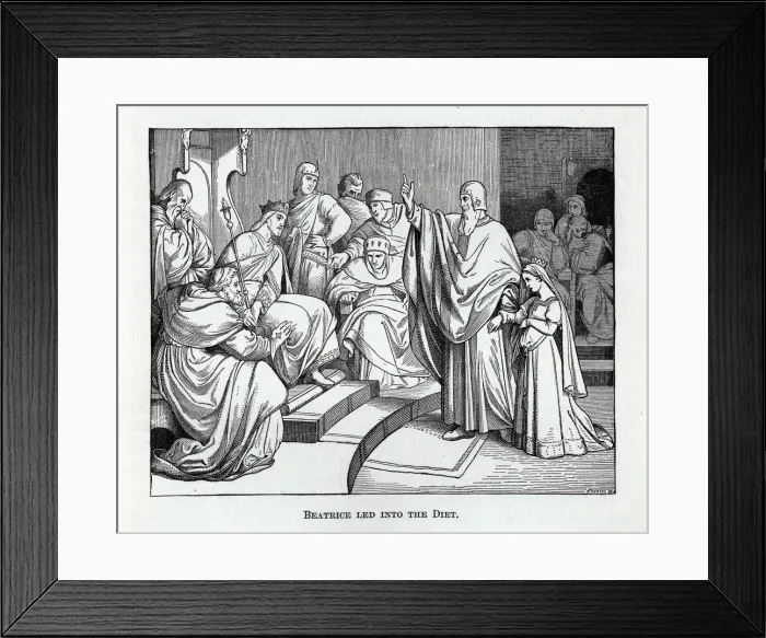 Framed Print : Beatrice led into the Diet, 1882. Artist: Oertel, Kaspar (1840-?) Framed Print : Beatrice led into the Diet, 1882. Artist: Oertel, Kaspar (1840-?)