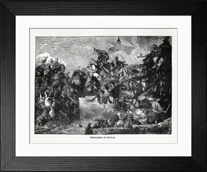 Framed Print : Crusaders in Battle, 1882. Artist: Anonymous Framed Print : Crusaders in Battle, 1882. Artist: Anonymous