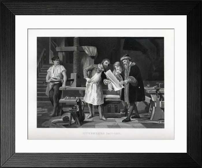 Framed Print : Gutenberg 1400-1468, 1882. Artist: Anonymous