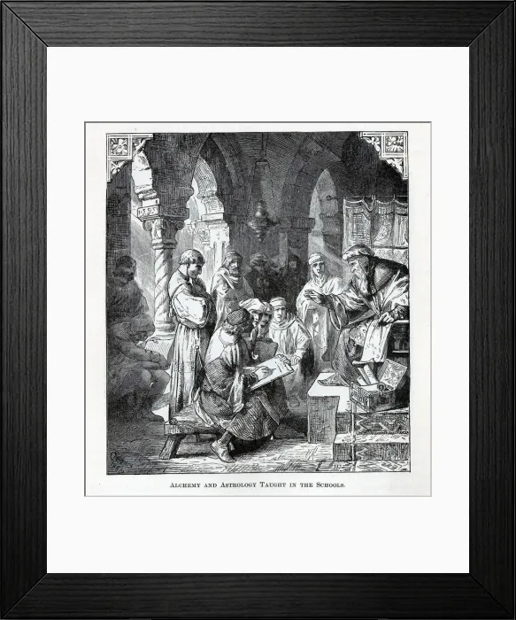 Framed Print : Alchemy and Astrology Taught in the Schools, 1882. Artist: Anonymous Framed Print : Alchemy and Astrology Taught in the Schools, 1882. Artist: Anonymous