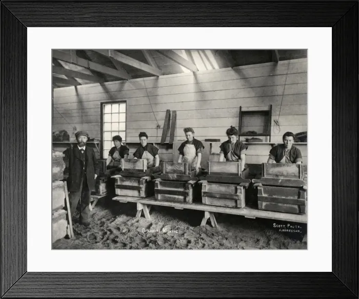 Framed Print : Dynamite mixing, Ardrossan, 1897. Artist: Anonymous Framed Print : Dynamite mixing, Ardrossan, 1897. Artist: Anonymous