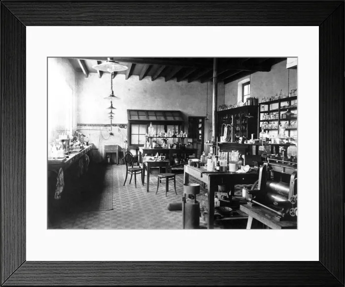 Framed Print : Laboratorium of Alfred Nobel at his Villa in Sanremo, 1890s. Artist: Anonymous Framed Print : Laboratorium of Alfred Nobel at his Villa in Sanremo, 1890s. Artist: Anonymous