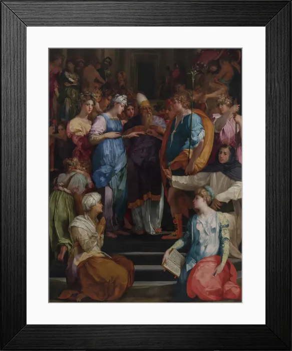 Framed Print : The Marriage of the Virgin (Pala Ginori), 1523. Artist: Rosso Fiorentino (1495-1540) Framed Print : The Marriage of the Virgin (Pala Ginori), 1523. Artist: Rosso Fiorentino (1495-1540)