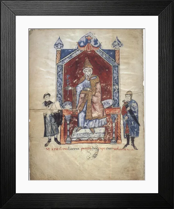 Framed Print : Matilda of Tuscany (From: Vita Mathildis di Donizone di Canossa), Between 1111 and 1115. Artist: Donizone di Canossa (active Early 12th cen. ) Framed Print : Matilda of Tuscany (From: Vita Mathildis di Donizone di Canossa), Between 1111 and 1115. Artist: Donizone di Canossa (active Early 12th cen. )