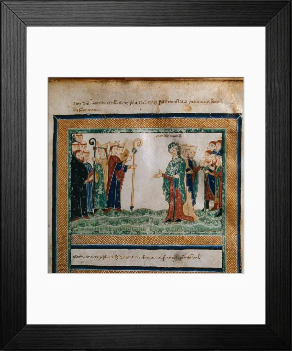 Framed Print : Matilda of Tuscany (From: Vita Mathildis di Donizone di Canossa), Between 1111 and 1115. Artist: Donizone di Canossa (active Early 12th cen. ) Framed Print : Matilda of Tuscany (From: Vita Mathildis di Donizone di Canossa), Between 1111 and 1115. Artist: Donizone di Canossa (active Early 12th cen. )