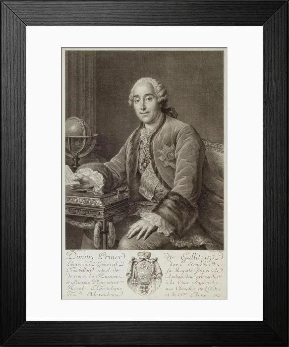 Framed Print : Portrait of Prince Dmitriy Mikhailovich Golitsyn (1721-1793), 1762. Artist: Tardieu, Pierre Alexandre (1756-1844) Framed Print : Portrait of Prince Dmitriy Mikhailovich Golitsyn (1721-1793), 1762. Artist: Tardieu, Pierre Alexandre (1756-1844)