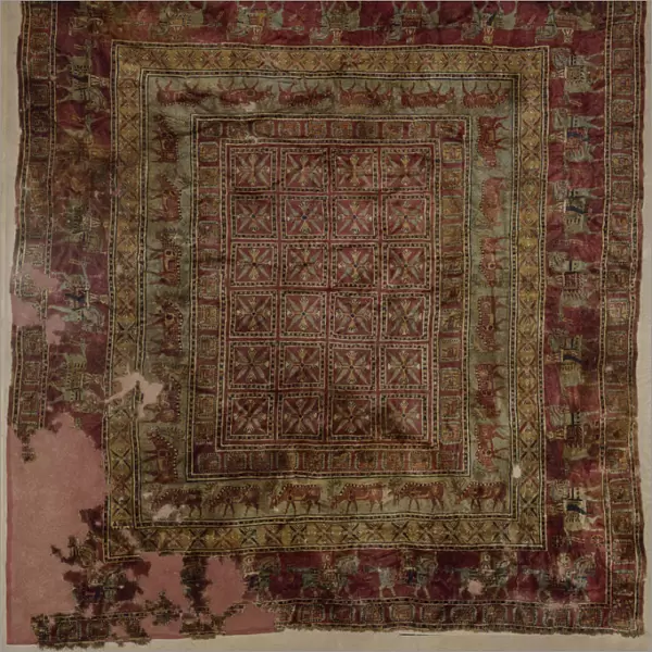 Pile Carpet, 5th-4th century BC. Artist: Ancient Altaian, Pazyryk Burial Mounds