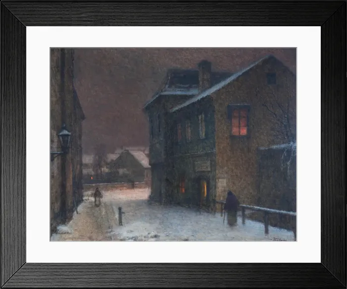 Framed Print : Street in snow, 1907-1909. Artist: Schikaneder, Jakub (1855-1924) Framed Print : Street in snow, 1907-1909. Artist: Schikaneder, Jakub (1855-1924)