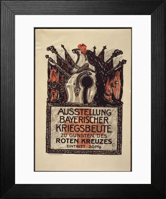Framed Print : Exhibition of the Bavarian war spoils to benefit the Red Cross, 1915. Artist: Stuck, Franz, Ritter von (1863-1928) Framed Print : Exhibition of the Bavarian war spoils to benefit the Red Cross, 1915. Artist: Stuck, Franz, Ritter von (1863-1928)