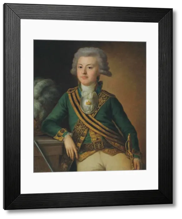 Framed Print : Portrait of Yakov Ivanovich Likhachov, Podporuchik of the Semyonovsky Life-Guards Regiment, 1792. Artist: Kamezhenkov, Ermolay Dementyevich (1760-1818) Framed Print : Portrait of Yakov Ivanovich Likhachov, Podporuchik of the Semyonovsky Life-Guards Regiment, 1792. Artist: Kamezhenkov, Ermolay Dementyevich (1760-1818)