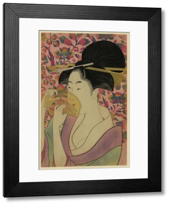 Framed Print : Transparent Comb, 1780s. Artist: Utamaro, Kitagawa (1753-1806) Framed Print : Transparent Comb, 1780s. Artist: Utamaro, Kitagawa (1753-1806)