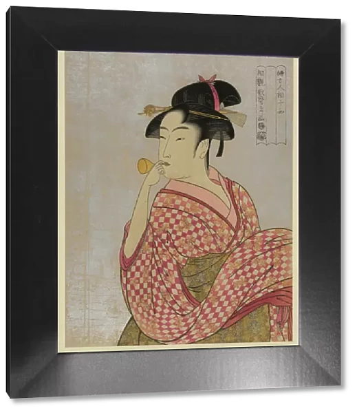 Young Woman Blowing a Glass Pipe (poppin), from the series Ten Types in the Physiognomic Study of Wo Artist: Utamaro, Kitagawa (1753-1806)