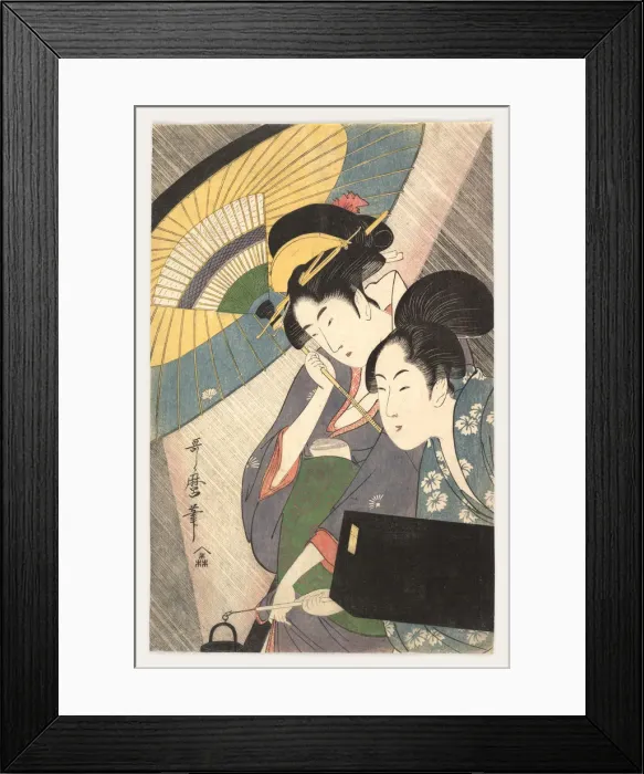 Framed Print : Two Women Under an Umbrella, 1790s. Artist: Utamaro, Kitagawa (1753-1806) Framed Print : Two Women Under an Umbrella, 1790s. Artist: Utamaro, Kitagawa (1753-1806)
