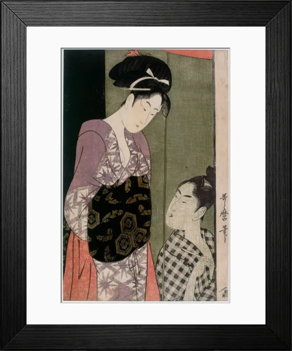 Framed Print : Mosquito Net, ca 1797. Artist: Utamaro, Kitagawa (1753-1806) Framed Print : Mosquito Net, ca 1797. Artist: Utamaro, Kitagawa (1753-1806)