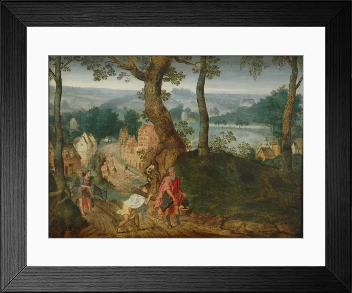 Framed Print : Landscape with Abraham and Isaac, Mid of 17th century. Artist: Grimmer, Jacob (ca 1525-1590) Framed Print : Landscape with Abraham and Isaac, Mid of 17th century. Artist: Grimmer, Jacob (ca 1525-1590)