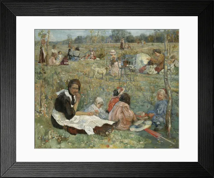 Framed Print : Nanny with children, 1912. Artist: Brodsky, Isaak Izrailevich (1884-1939) Framed Print : Nanny with children, 1912. Artist: Brodsky, Isaak Izrailevich (1884-1939)