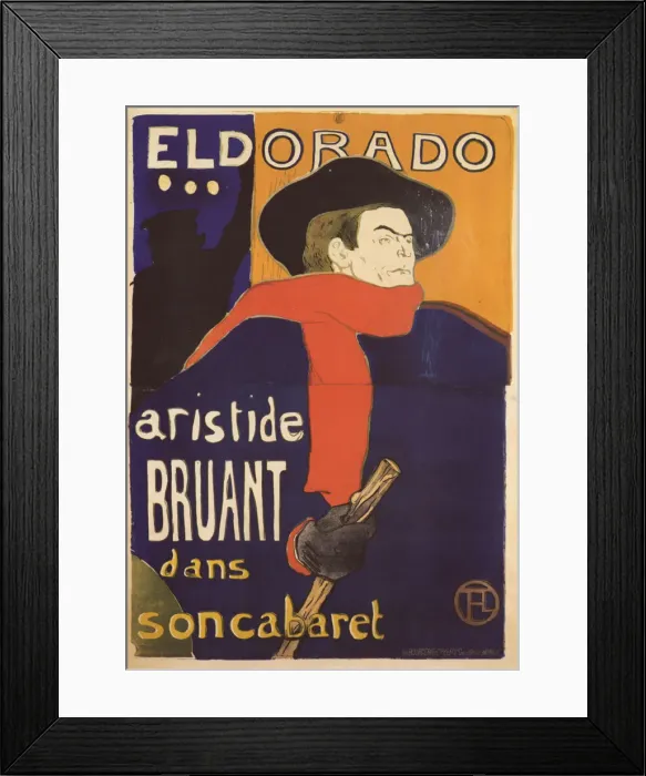 Framed Print : Eldorado, Aristide Bruant (Poster), 1892. Artist: Toulouse-Lautrec, Henri, de (1864-1901) Framed Print : Eldorado, Aristide Bruant (Poster), 1892. Artist: Toulouse-Lautrec, Henri, de (1864-1901)