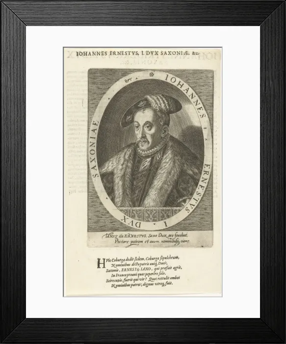 Framed Print : John Ernest (1521-1553), Duke of Saxe-Coburg, 1601. Artist: Custos, Dominicus (1560-1612) Framed Print : John Ernest (1521-1553), Duke of Saxe-Coburg, 1601. Artist: Custos, Dominicus (1560-1612)