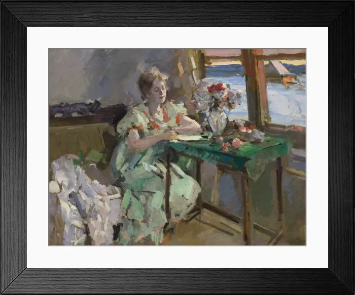 Framed Print : At the Window, 1918. Artist: Korovin, Konstantin Alexeyevich (1861-1939) Framed Print : At the Window, 1918. Artist: Korovin, Konstantin Alexeyevich (1861-1939)