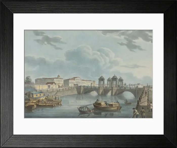 Framed Print : View of the Fontanka at the Obukhov Bridge, 1823. Artist: Beggrov, Karl Petrovich (1799-1875) Framed Print : View of the Fontanka at the Obukhov Bridge, 1823. Artist: Beggrov, Karl Petrovich (1799-1875)