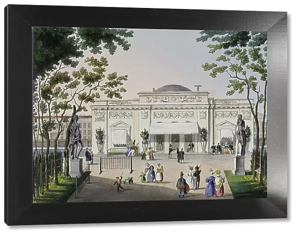 Cafe at the Summer Garden in St. Petersburg, First half of the 19th cent Artist: Beggrov, Karl Petrovich (1799-1875)