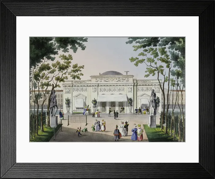Framed Print : Cafe at the Summer Garden in St. Petersburg, First half of the 19th cent Artist: Beggrov, Karl Petrovich (1799-1875) Framed Print : Cafe at the Summer Garden in St. Petersburg, First half of the 19th cent Artist: Beggrov, Karl Petrovich (1799-1875)