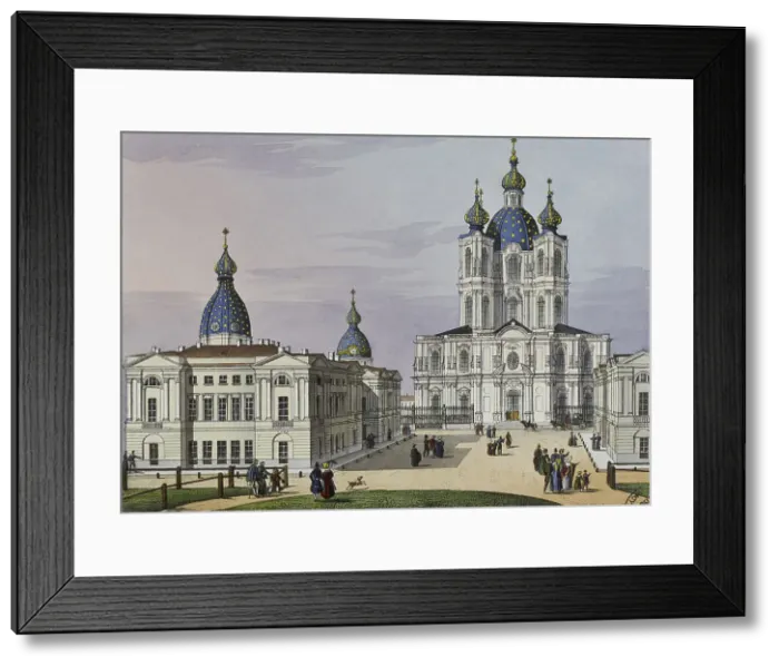 Framed Print : The Smolny Convent of the Resurrection in St. Petersburg, First half of the 19th cent Artist: Beggrov, Karl Petrovich (1799-1875) Framed Print : The Smolny Convent of the Resurrection in St. Petersburg, First half of the 19th cent Artist: Beggrov, Karl Petrovich (1799-1875)