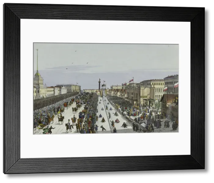 Framed Print : Public merry-making on the Admiralty Square in Saint Petersburg, First half of the 19th cent Artist: Beggrov, Karl Petrovich (1799-1875)