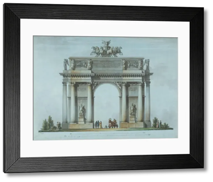 Framed Print : The Narva Triumphal Gate in St. Petersburg, 1814. Artist: Quarenghi, Giacomo Antonio Domenico (1744-1817) Framed Print : The Narva Triumphal Gate in St. Petersburg, 1814. Artist: Quarenghi, Giacomo Antonio Domenico (1744-1817)