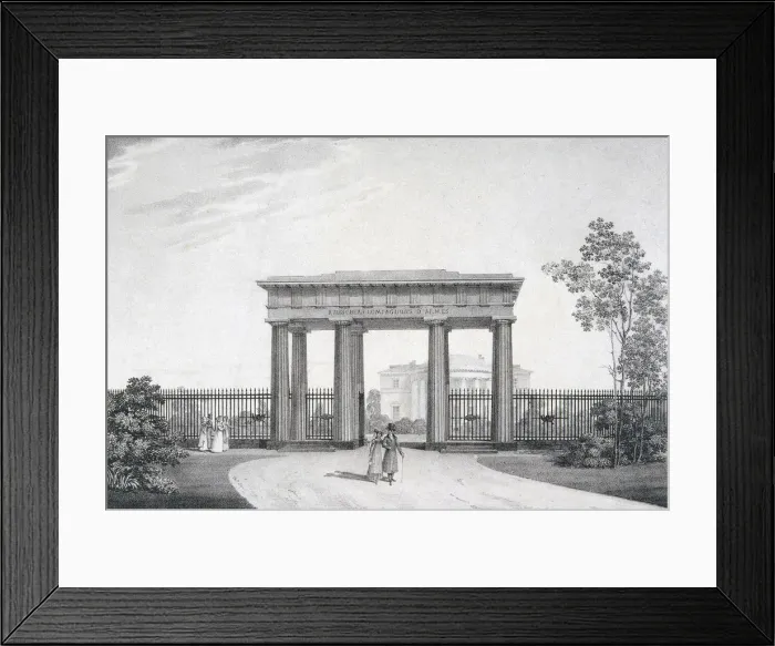 Framed Print : The To-my-Dear-Comrades-in-Arms Gate in the Catherine Park at Tsarskoye Selo, 1822. Artist: Thon, Alexander Andreyevich (1790-1858) Framed Print : The To-my-Dear-Comrades-in-Arms Gate in the Catherine Park at Tsarskoye Selo, 1822. Artist: Thon, Alexander Andreyevich (1790-1858)
